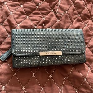 Gently used Tahari Blue and silver Snap trifold wallet